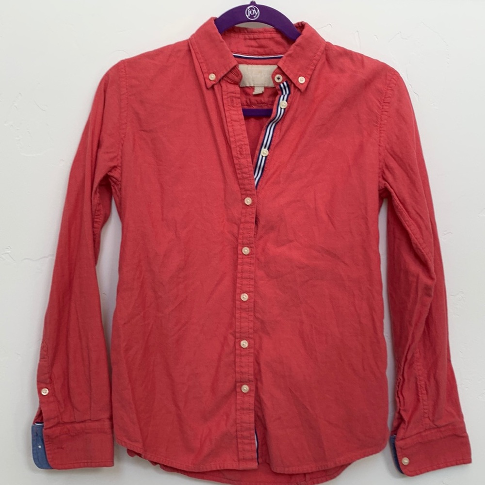 Banana Republic Women Oxford Button Down Shirt Red XS